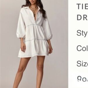 Maeve White Tiered Shirt Dress